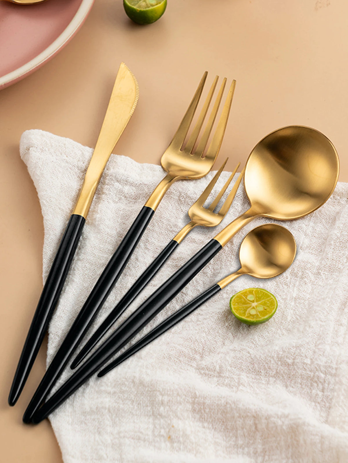 24-Piece Black & Gold Flatware Set (Service for 6)