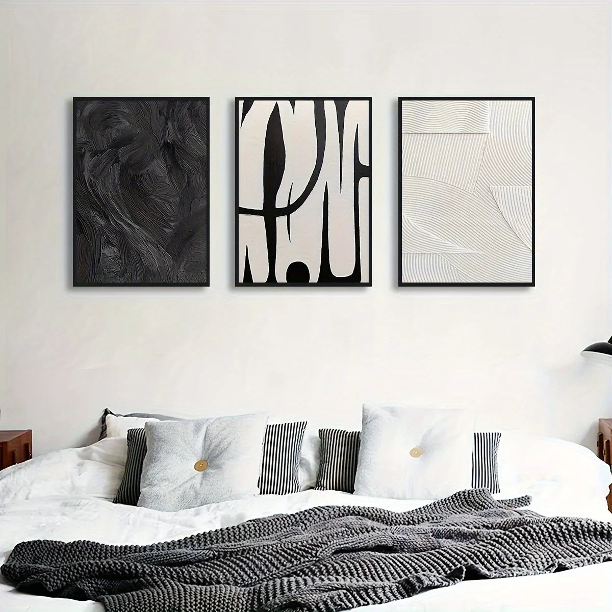 Modern Black & White Canvas Wall Art – 3-Piece Set
