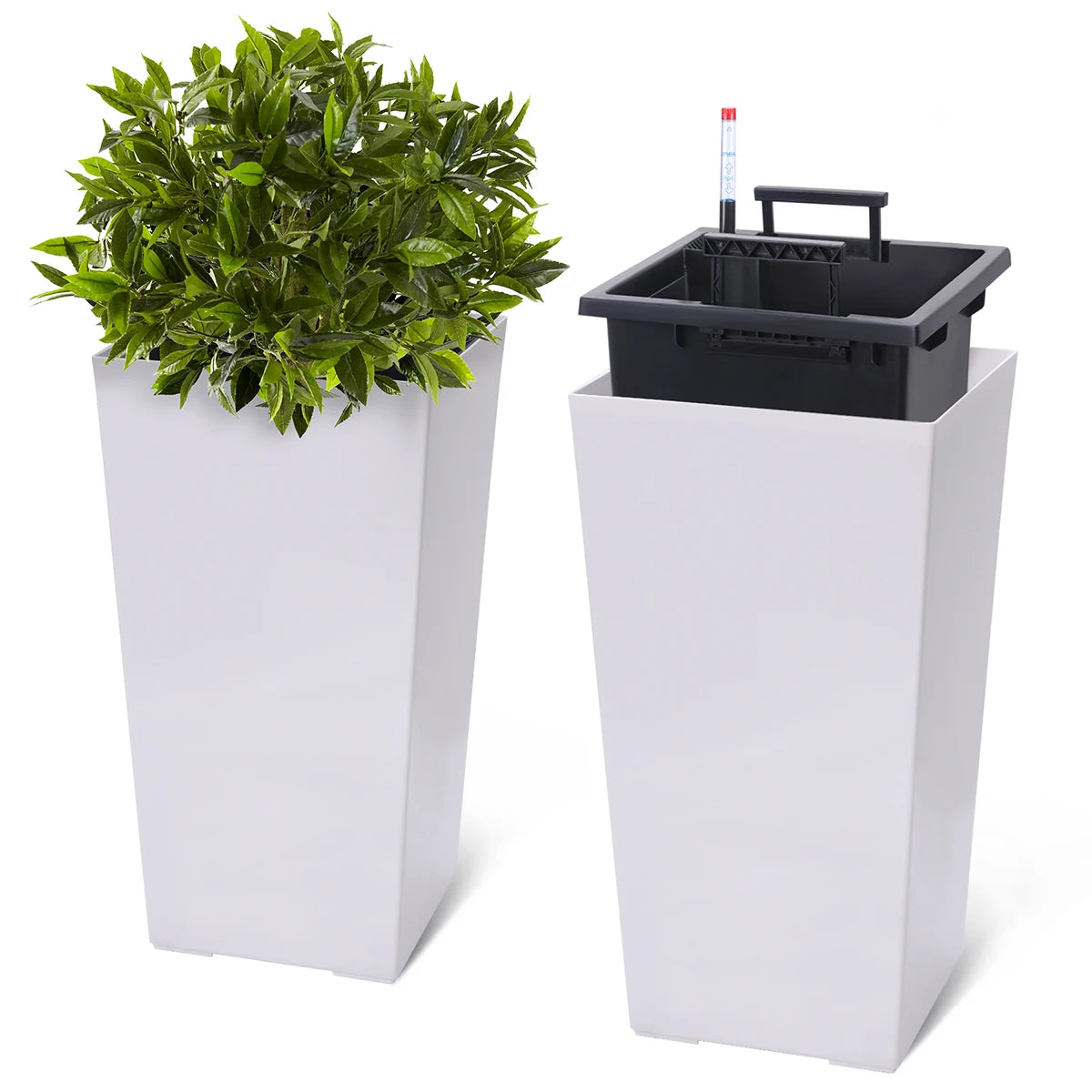 Tall planters, white 22.5 in