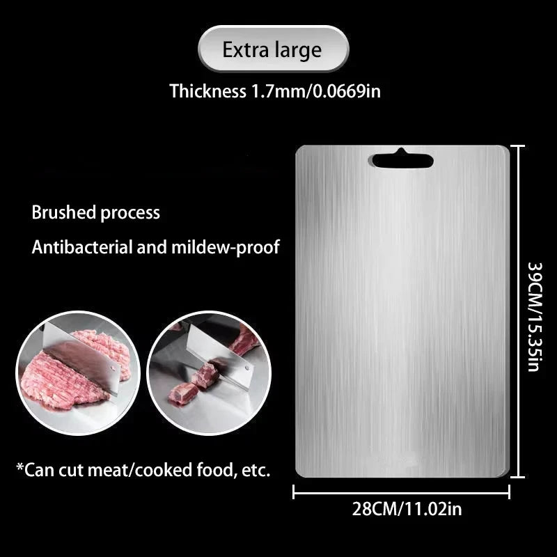 Double-Sided Stainless Steel Cutting Board – Easy-Clean Non-Porous Kitchen Chopping Board