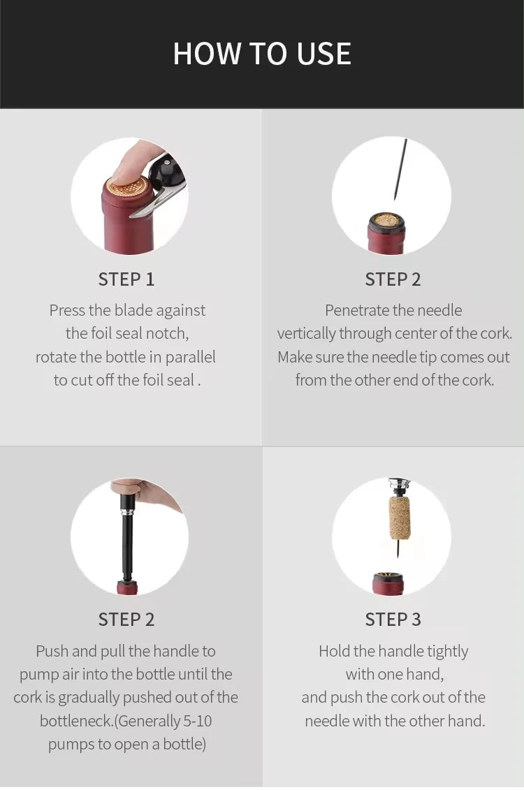 Air Pressure Wine Opener – Manual Cork Removal Tool