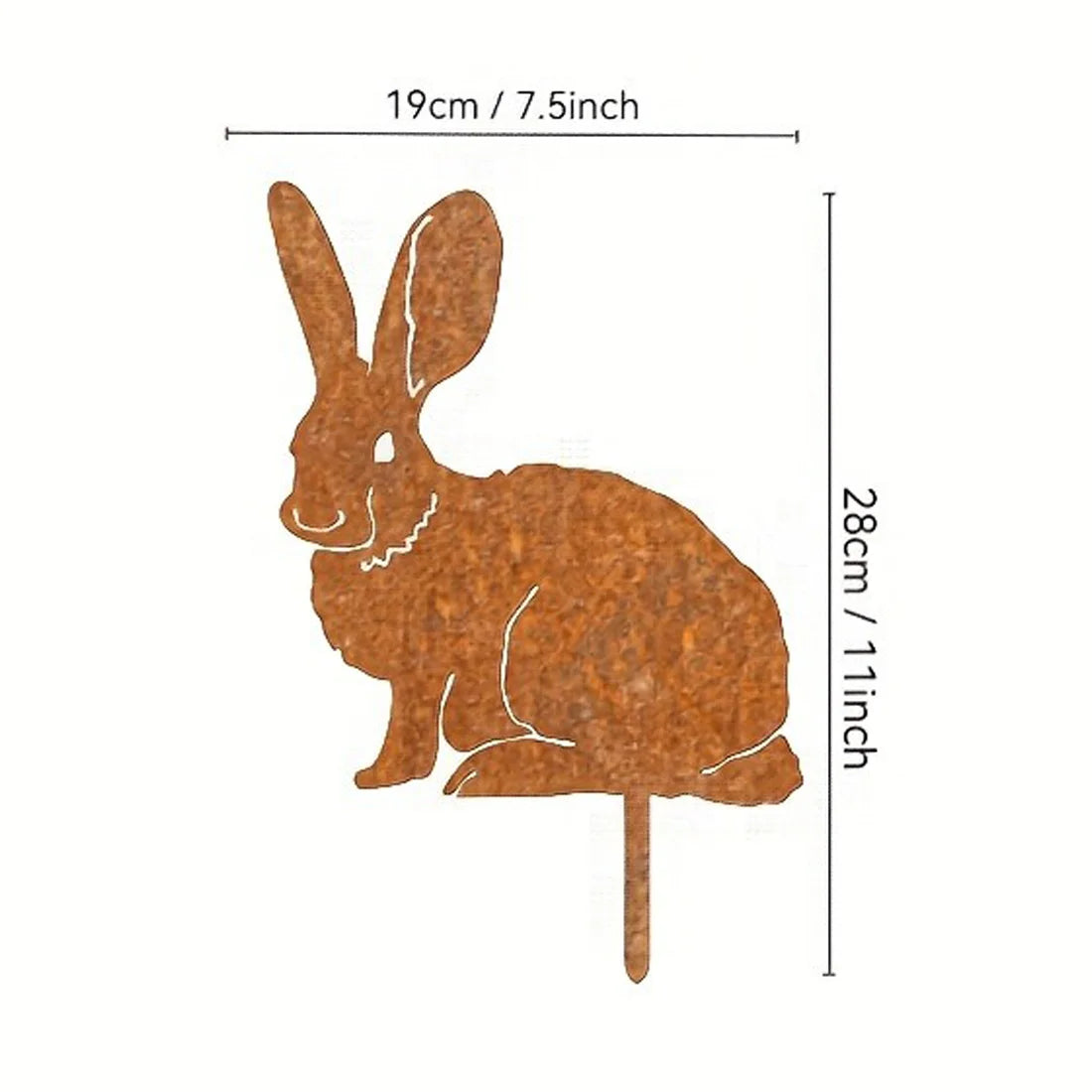 Rustic Metal Rabbit Garden Stake - Bunny Silhouette Yard Art