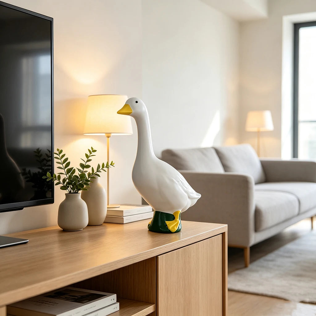 White Duck Garden Statue (1 Duck) - Weatherproof Resin Yard Decor