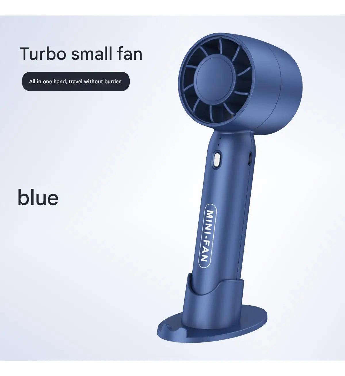Turbo Mini Handheld Fan with Desk Stand – Rechargeable Portable Fan