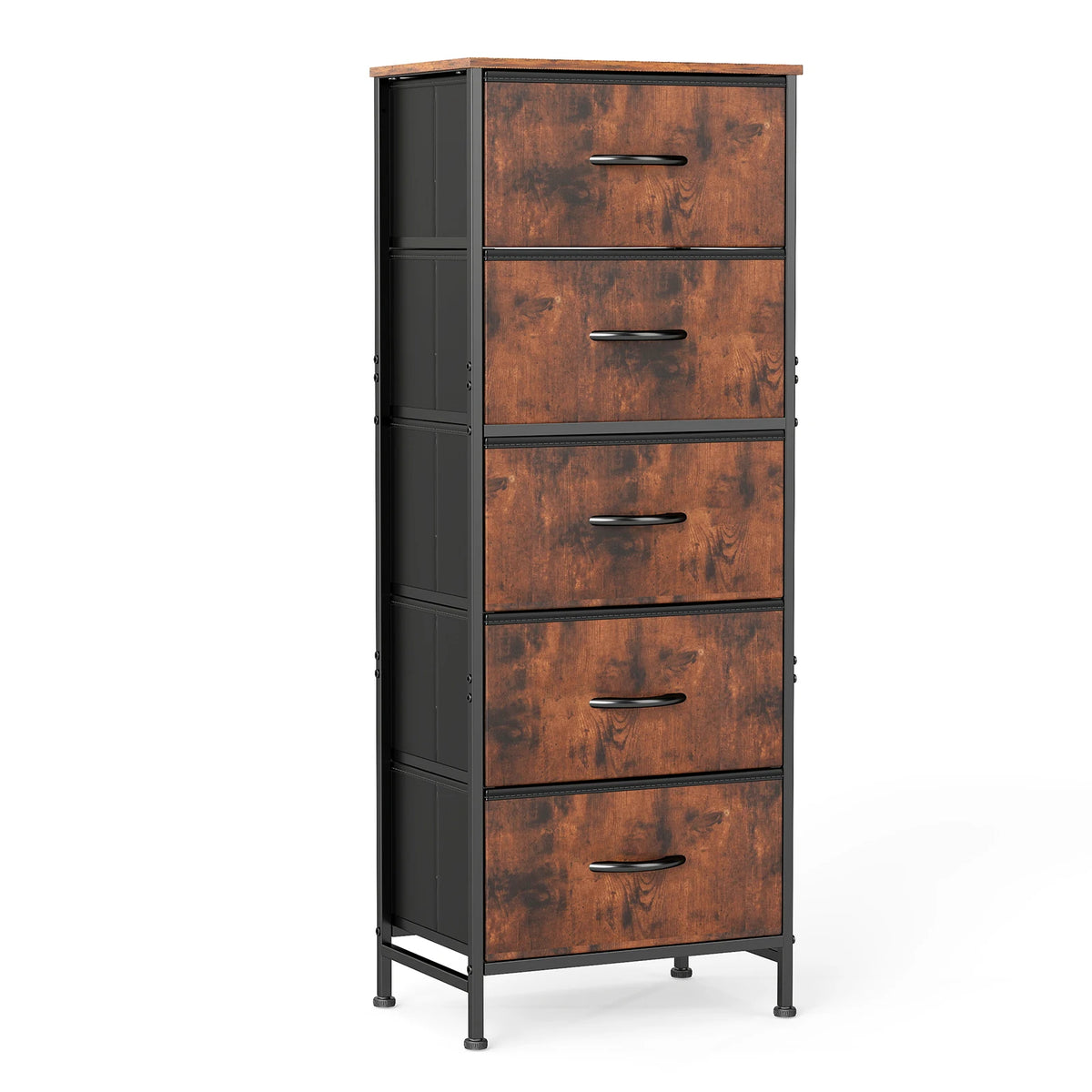 Modern 5-Drawer Fabric Dresser with Steel Frame