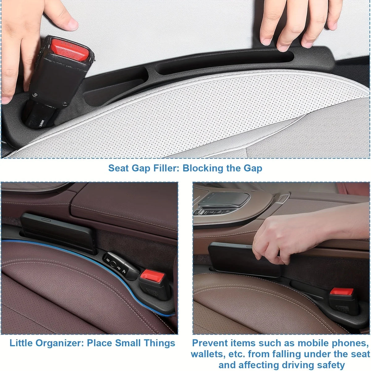 Car Seat Gap Filler with Storage Slots (Set of 2)