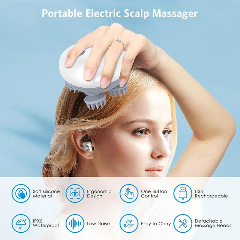 Electric scalp massager with 4 heads