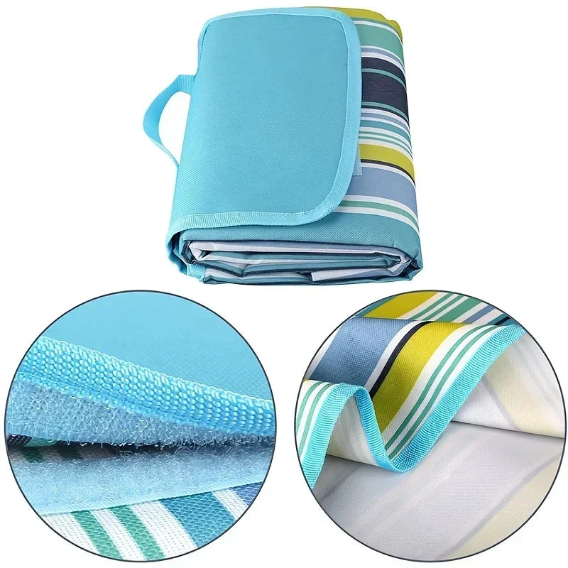 Waterproof Foldable Picnic Blanket – Sandproof Outdoor Beach Mat with Carry Handle