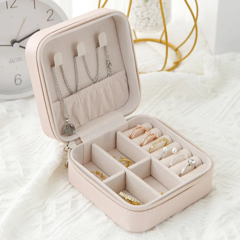 Mini Travel Jewelry Box - Vegan Leather, Velvet Lined