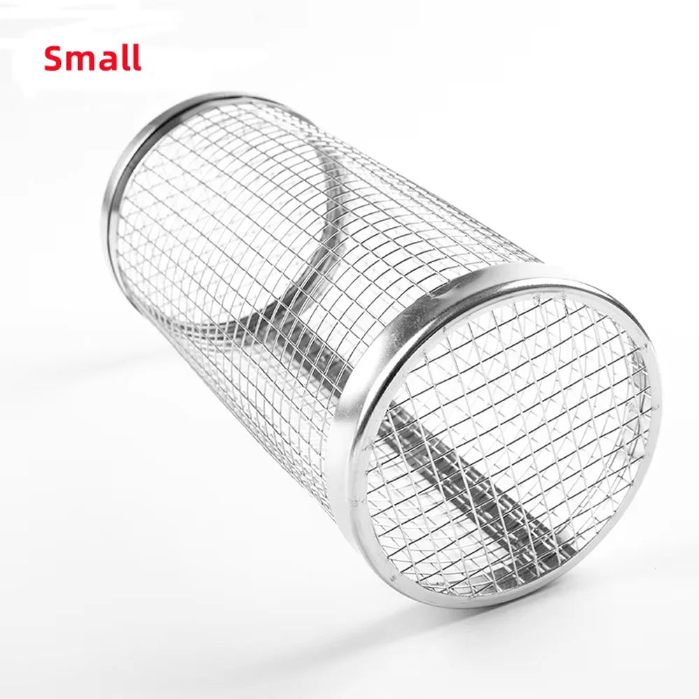 Stainless Steel Grilling Basket – Folding Fish & Veggie Basket or Rolling Cylinder Basket