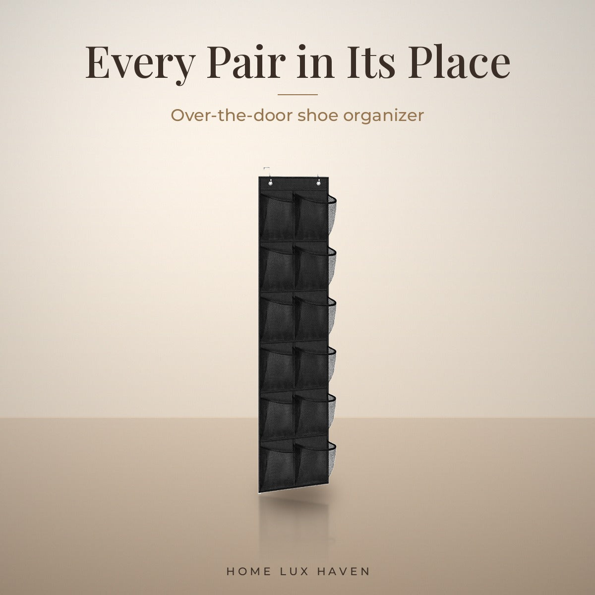 Over-the-Door Shoe Organizer with 12 Mesh Pockets