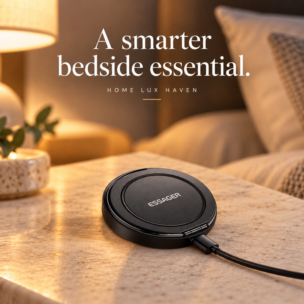 Magnetic Wireless Charger with Fold-Out Stand – Black - advertising image 02