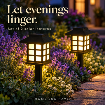 Warm Glow Solar Pathway Lantern Lights ? Set of 2 - advertising image 01