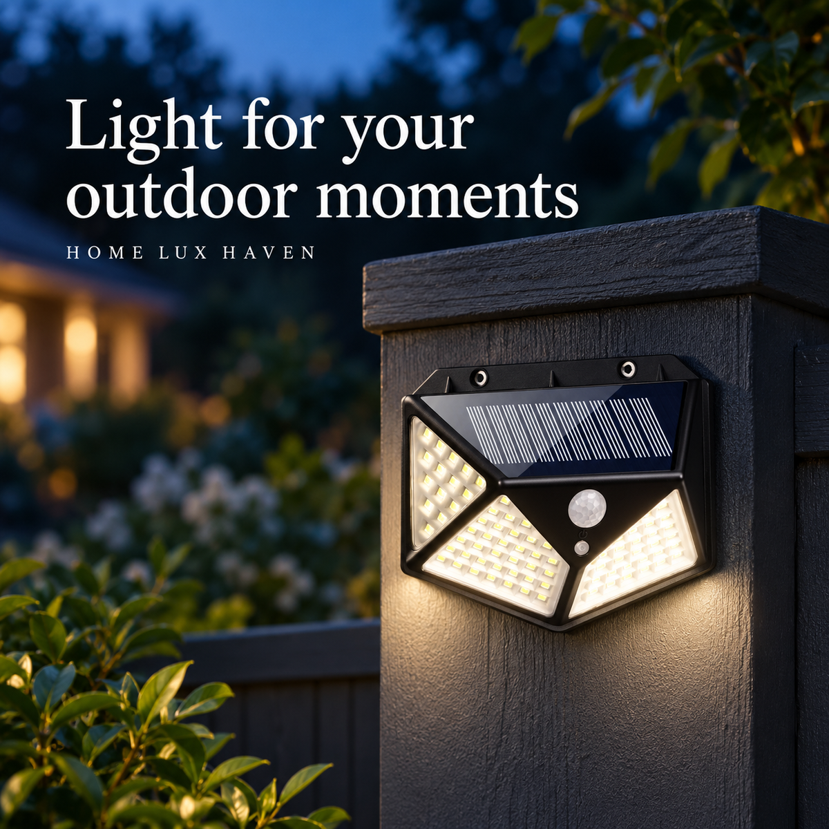 100-LED Solar Motion Sensor Security Light – Waterproof Outdoor Wall Light - advertising image 02