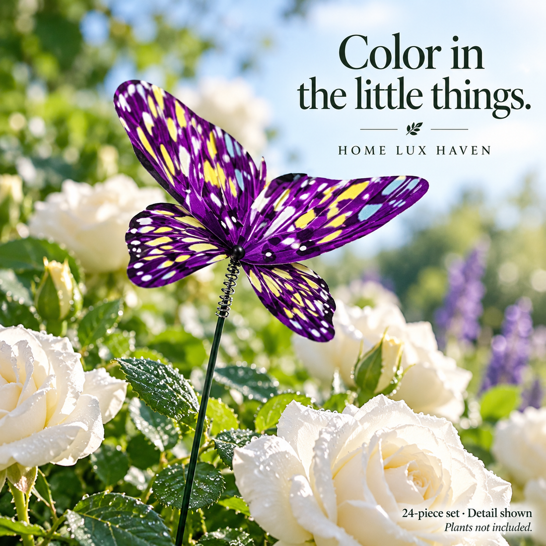 Whimsical Butterfly Garden Stakes ? Colorful Yard & Flower Pot Decor Set - advertising image 01