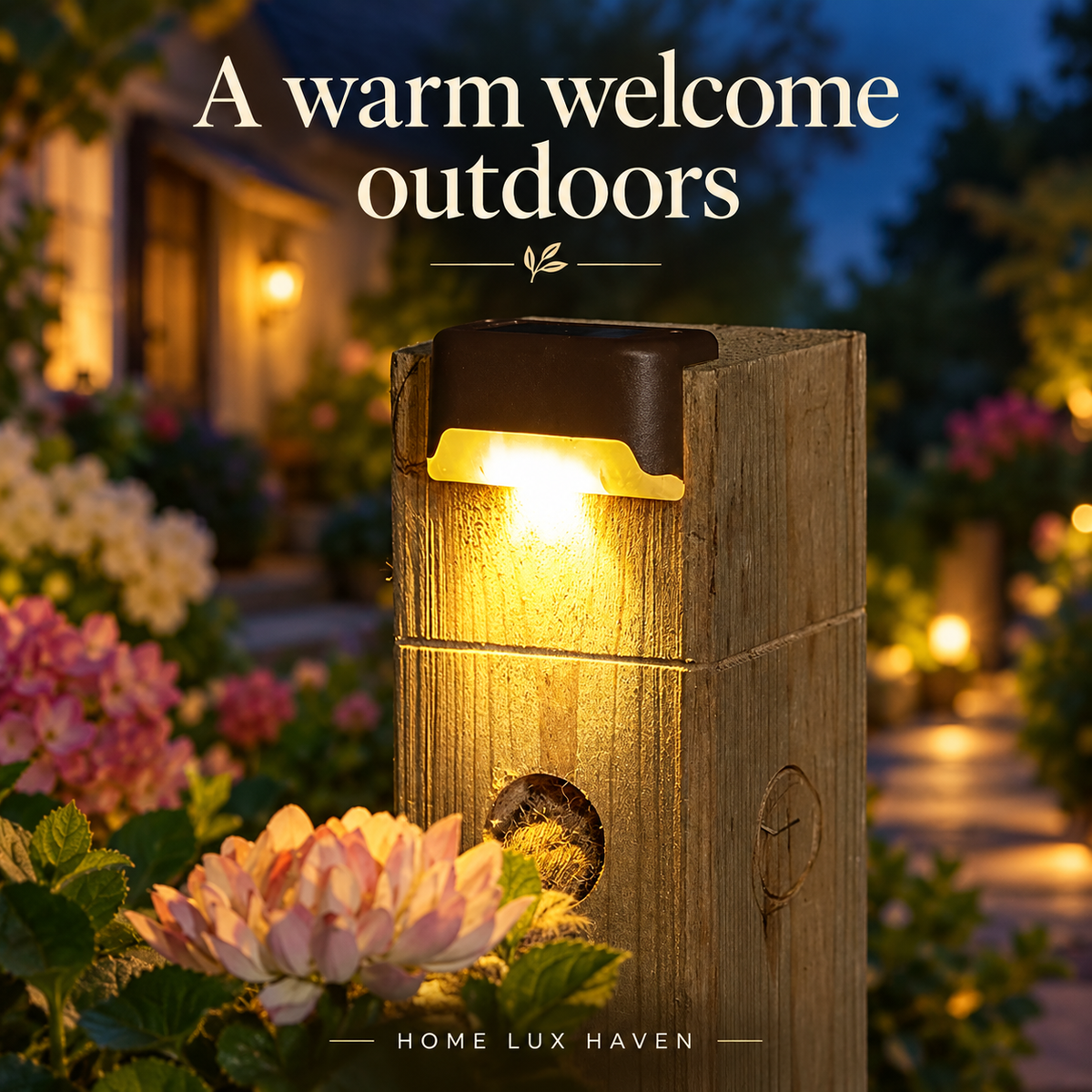 Solar Step & Deck Lights ? Warm White Waterproof Stair, Fence & Railing Lights - advertising image 02
