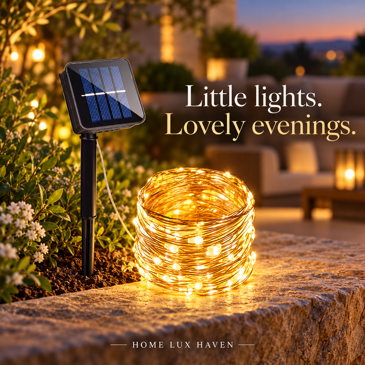 Solar Fairy String Lights ? 8 Modes Waterproof Copper Wire Lights for Patio, Garden & Trees - advertising image 01