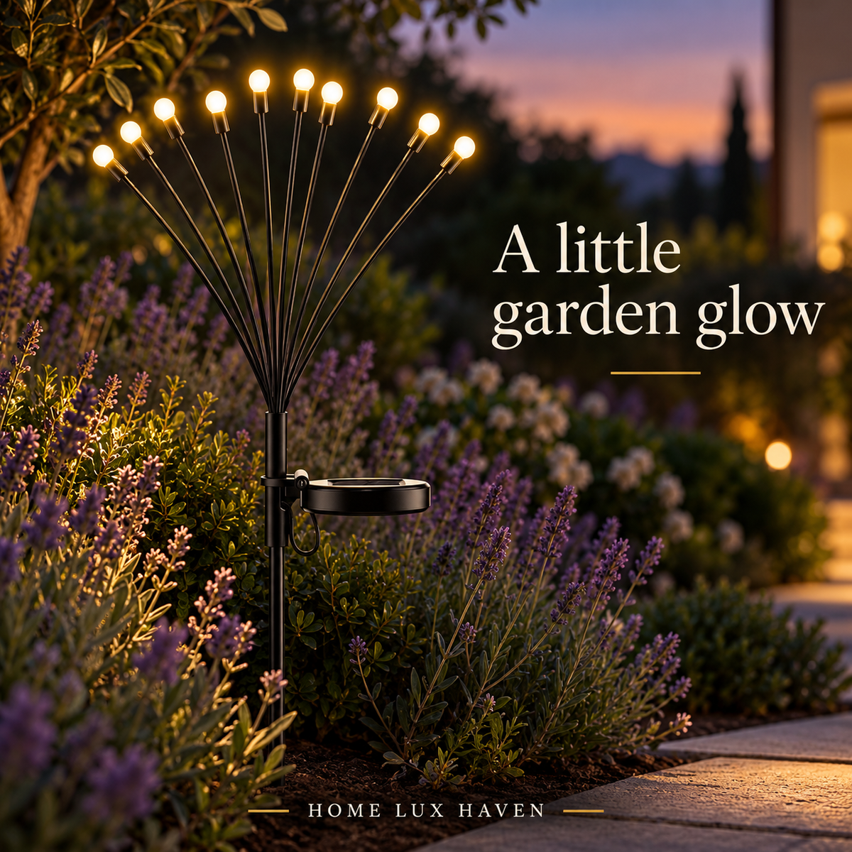 Solar Firefly Garden Lights ? Swaying Warm White Pathway Stake Light - advertising image 01