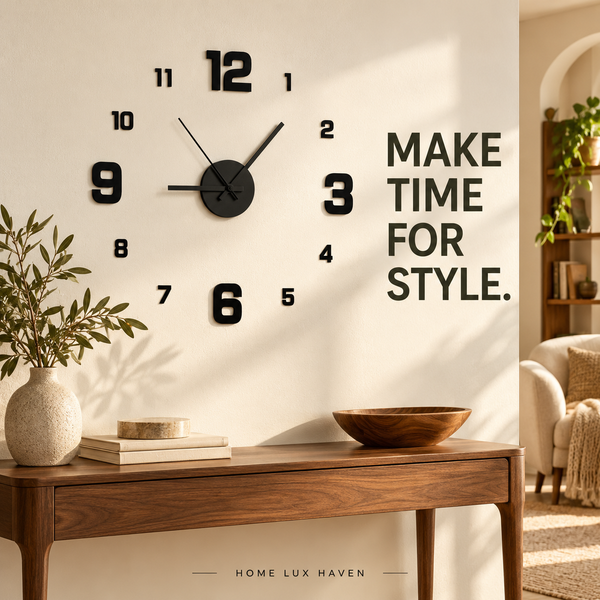 Frameless 3D DIY Wall Clock – Silent Modern Wall Decor, Black - advertising image 01