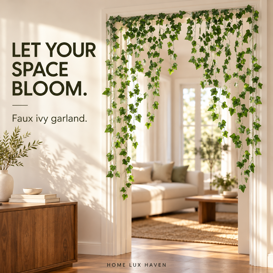 Artificial Ivy Garland Set – 24 Strands, 62 ft Faux Greenery Vines for Wall & Party Decor - advertising image 01