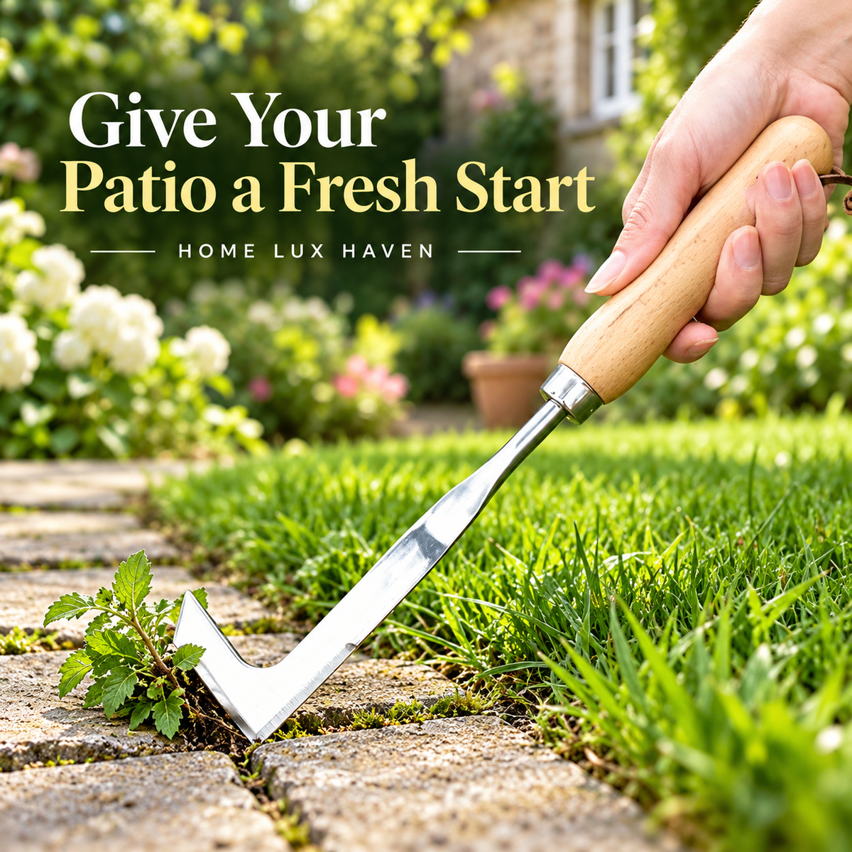 L-Shaped Crack Weeder ? Stainless Steel Weeding Tool for Patio, Paver & Sidewalk Gaps - advertising image 02