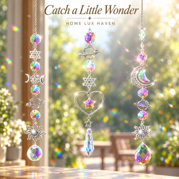 Crystal Sun Catcher – Hanging Rainbow Maker Prism for Window, Garden & Patio - advertising image 01