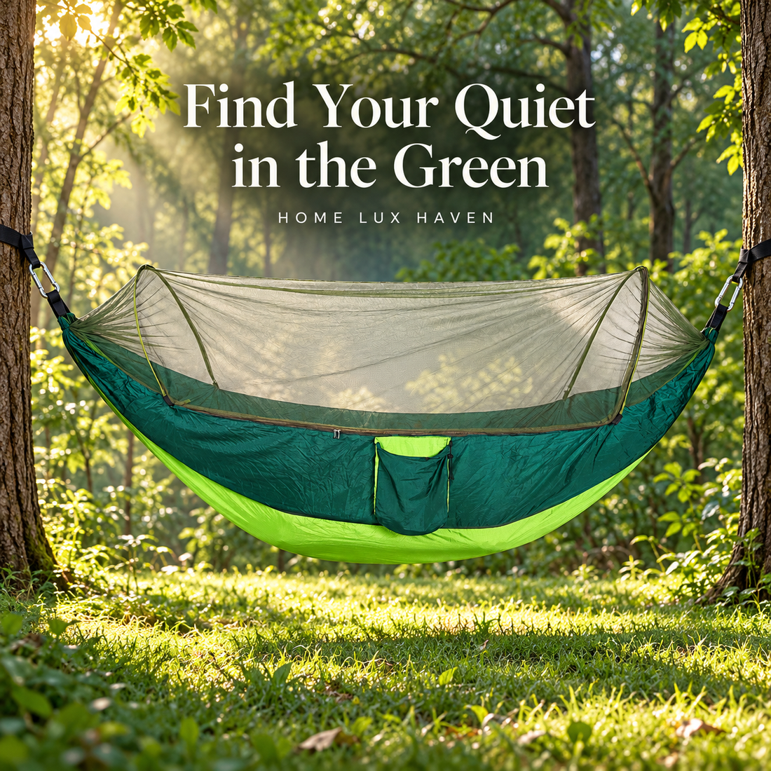 2-in-1 Camping Hammock with Mosquito Net – Lightweight Parachute Nylon with Tree Straps - advertising image 01