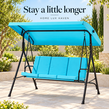 3-Seat Canopy Porch Swing with Cushions – Lake Blue - advertising image 01