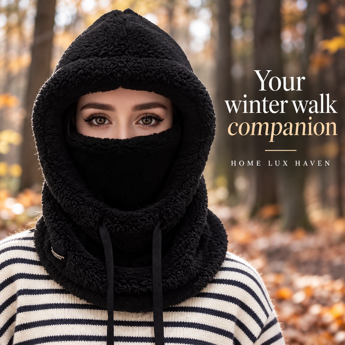 Sherpa Fleece Winter Hood ? Windproof Balaclava & Neck Warmer - advertising image 01