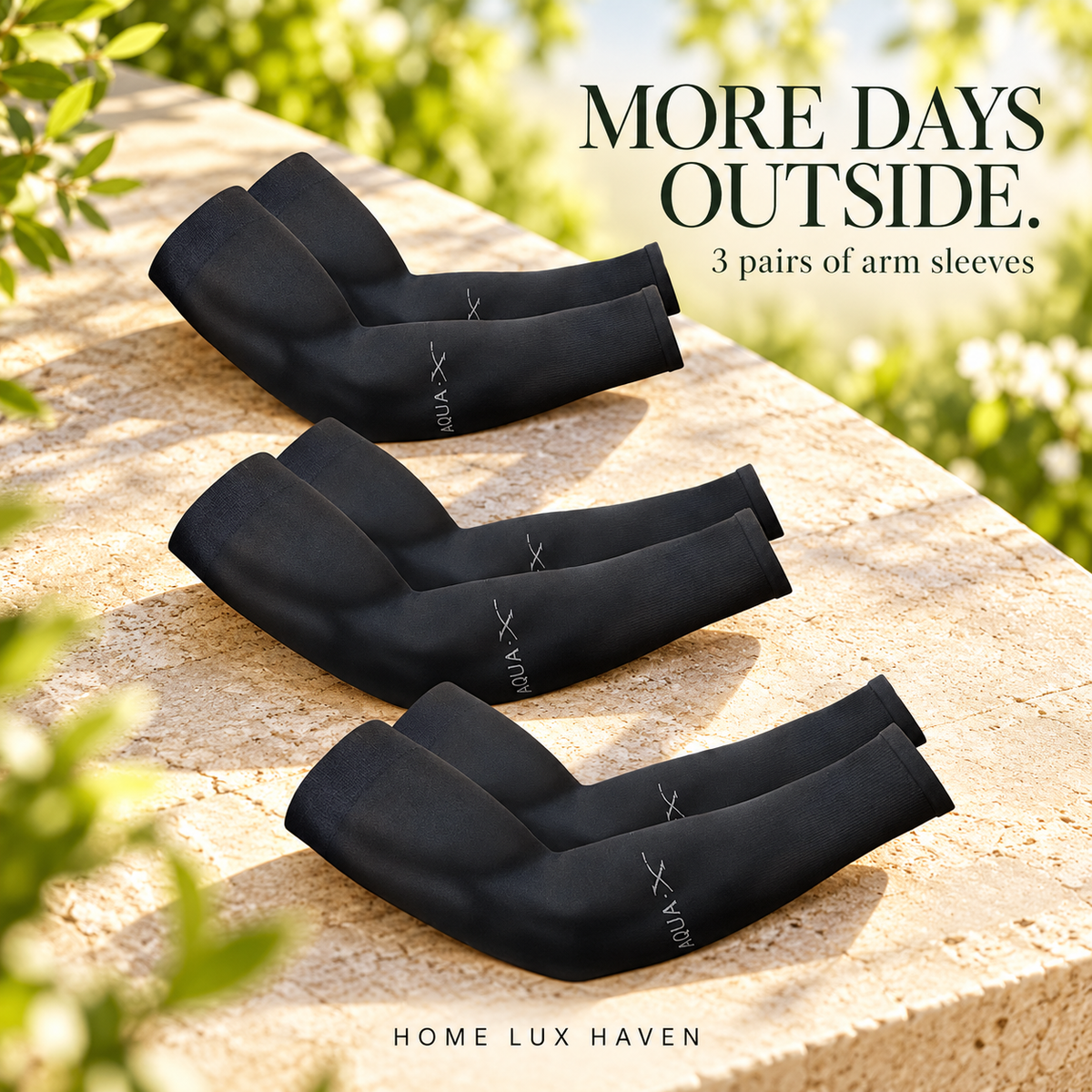 Cooling UV Arm Sleeves, 3 Pairs – Sun Protection for Driving & Outdoors - advertising image 01