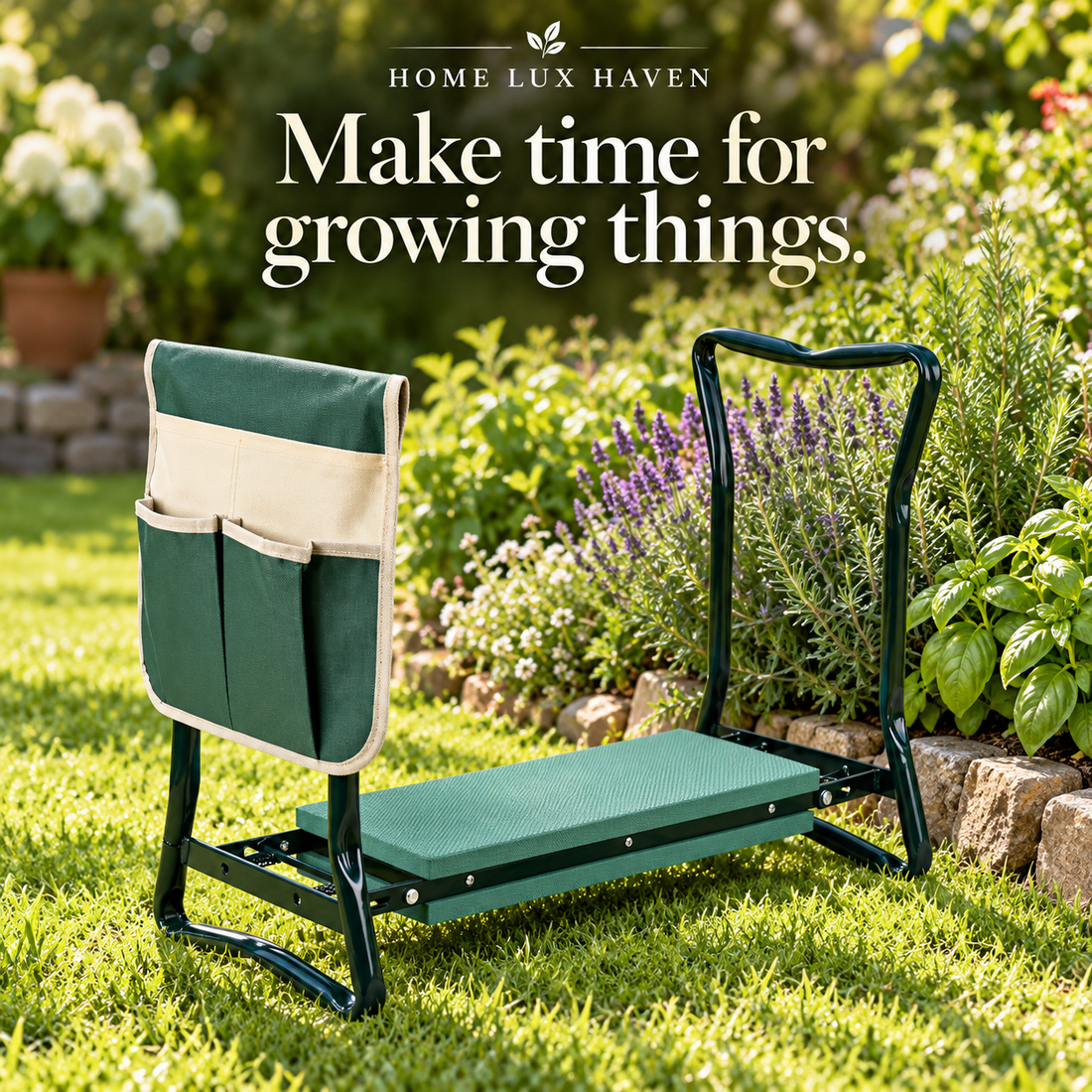 Folding Garden Kneeler & Seat with Tool Pouch - advertising image 01