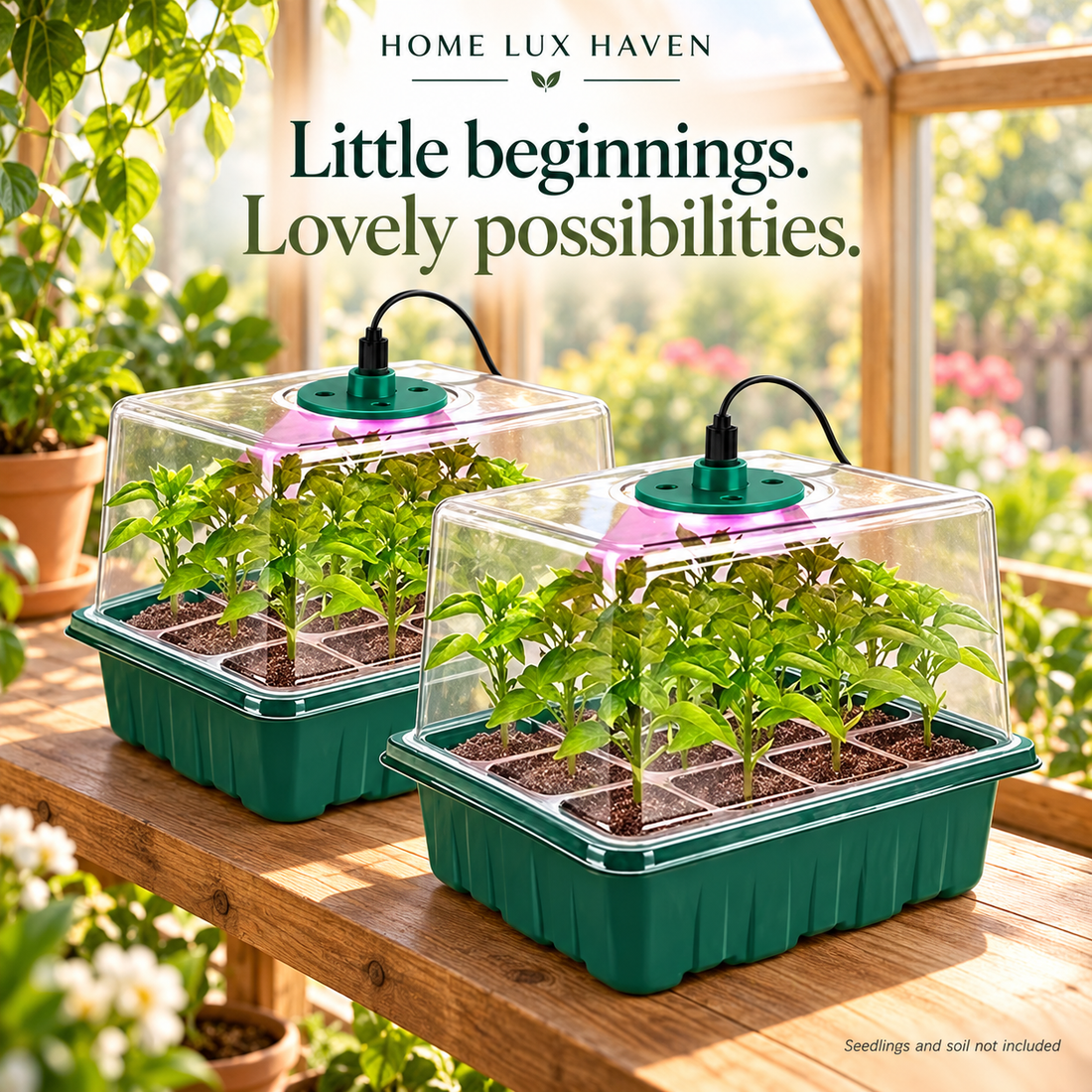 Seed Starter Kit with Grow Light & Humidity Dome (2-Pack) - advertising image 01