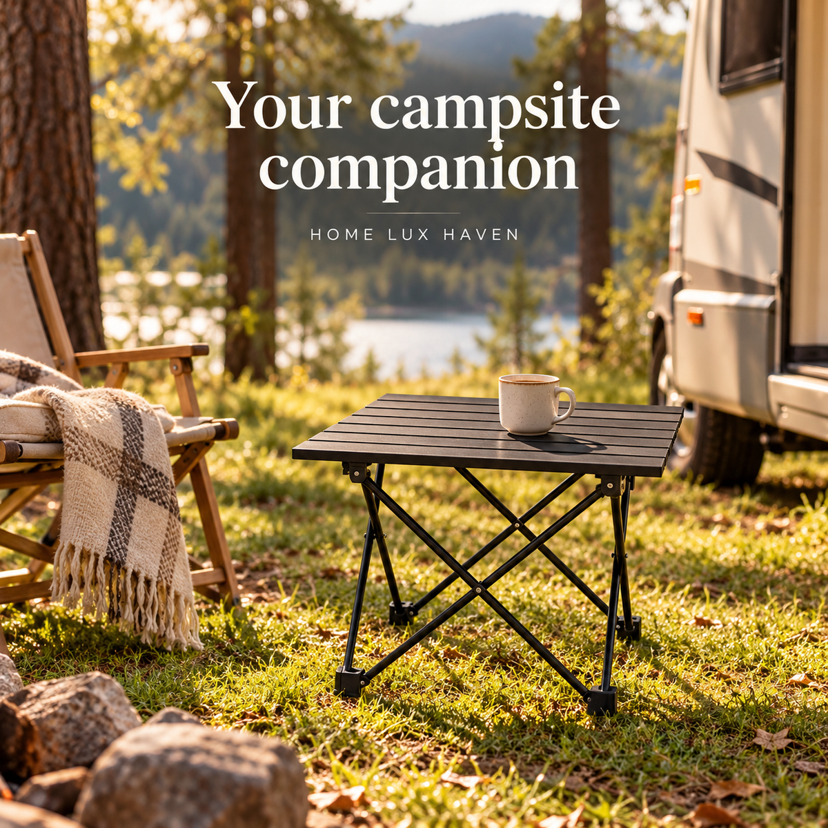 Compact Folding Carbon Steel Camping Side Table with Carry Bag - advertising image 02