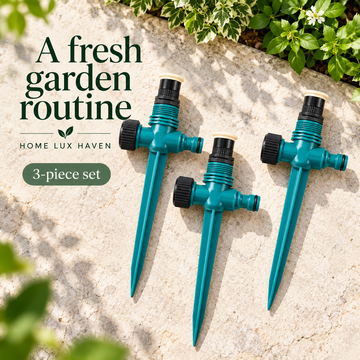 360° Rotating Spike Lawn Sprinkler, 3-Pack - Teal - advertising image 01