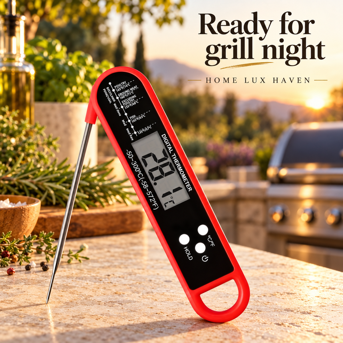 Instant-Read Digital Meat Thermometer ? Foldable Probe, Backlit & Waterproof - advertising image 01