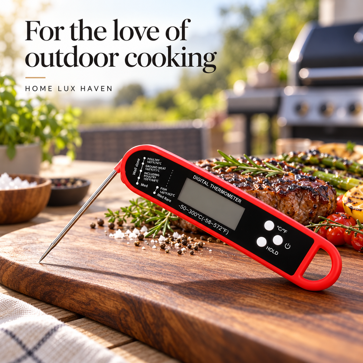 Instant-Read Digital Meat Thermometer ? Foldable Probe, Backlit & Waterproof - advertising image 02