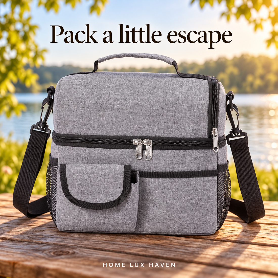 Insulated Picnic Cooler Bag ? Dual-Compartment Leakproof Lunch Cooler with Shoulder Strap - advertising image 01