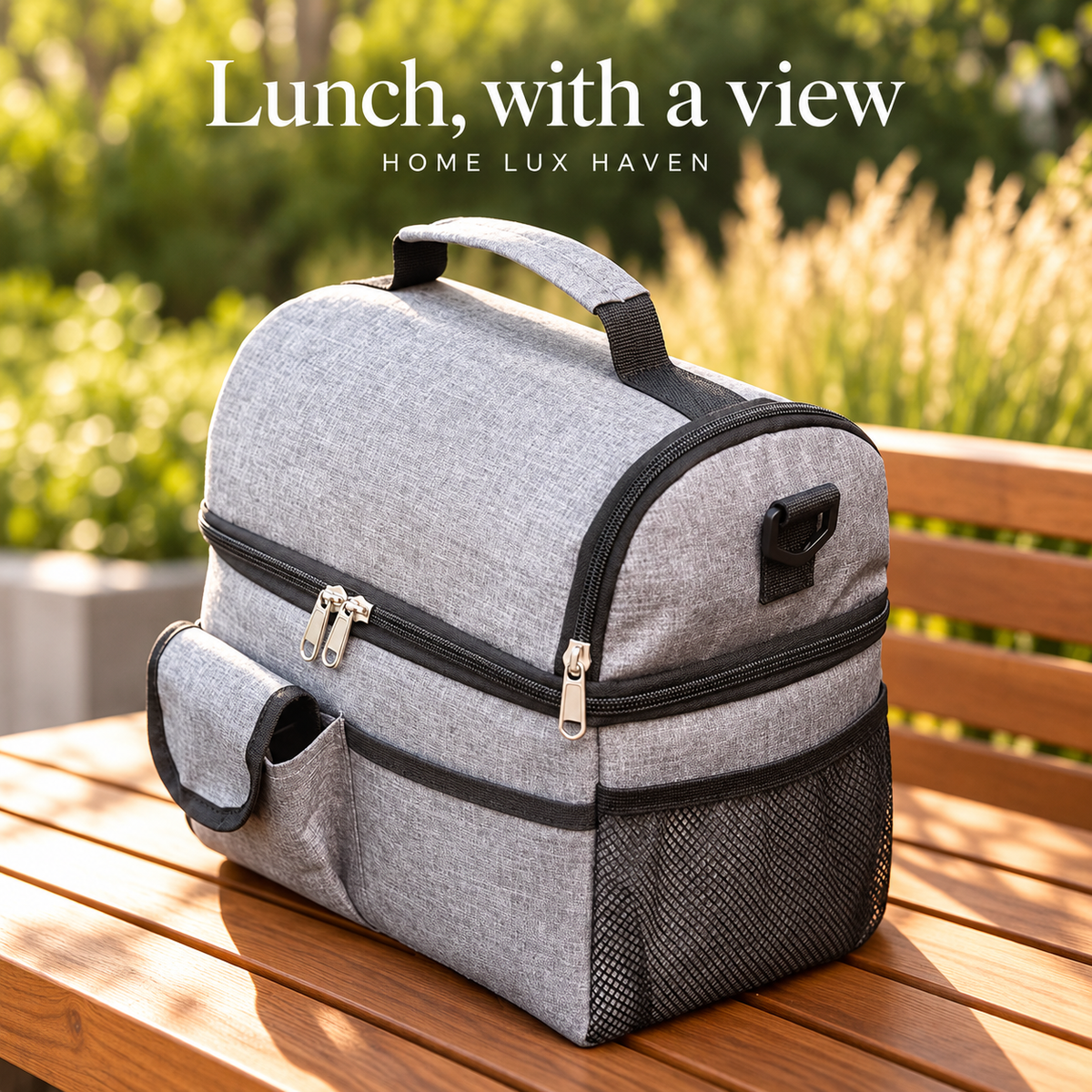 Insulated Picnic Cooler Bag ? Dual-Compartment Leakproof Lunch Cooler with Shoulder Strap - advertising image 02