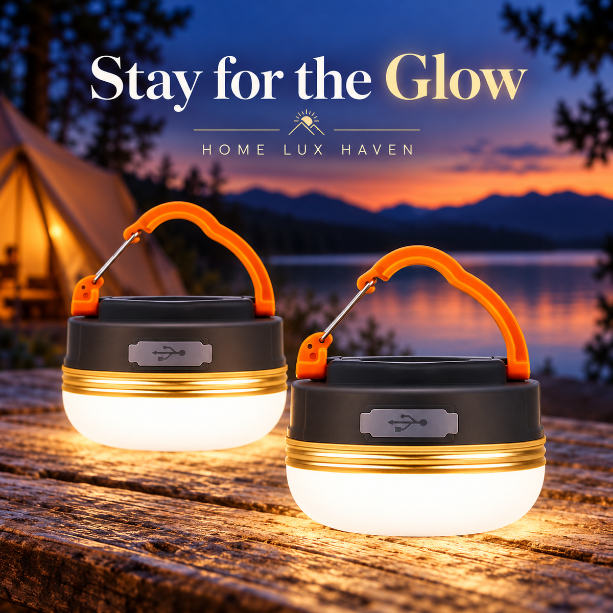 Rechargeable LED Camping Lantern (2-Pack) ? Magnetic, Hanging Hook, Power Bank - advertising image 01