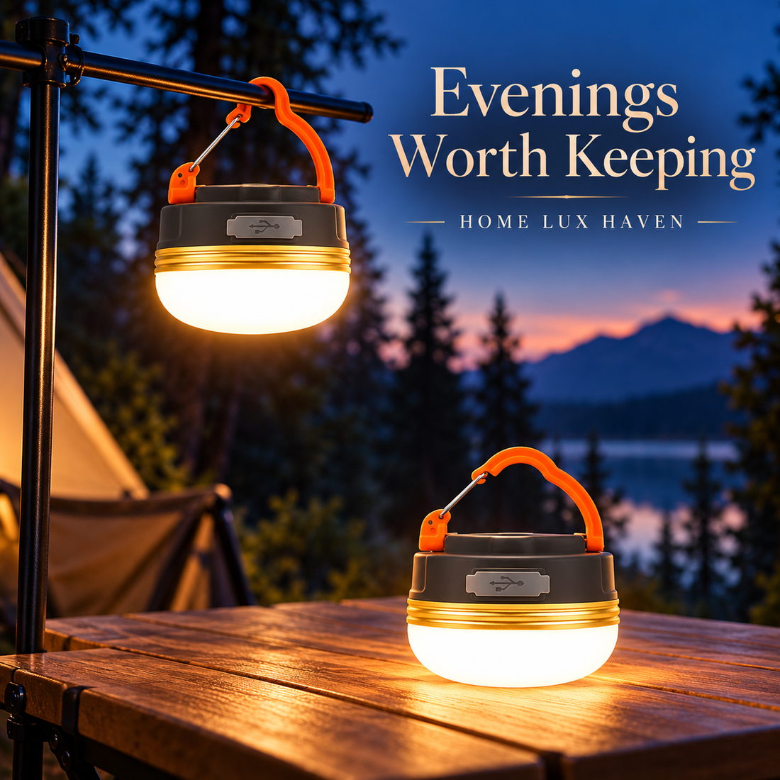 Rechargeable LED Camping Lantern (2-Pack) ? Magnetic, Hanging Hook, Power Bank - advertising image 01