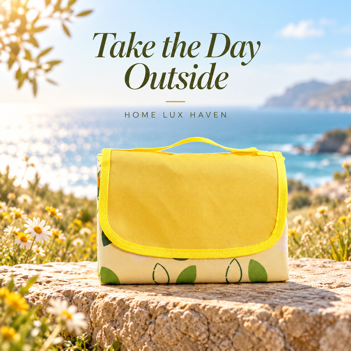 Waterproof Foldable Picnic Blanket ? Sandproof Outdoor Beach Mat with Carry Handle - advertising image 02