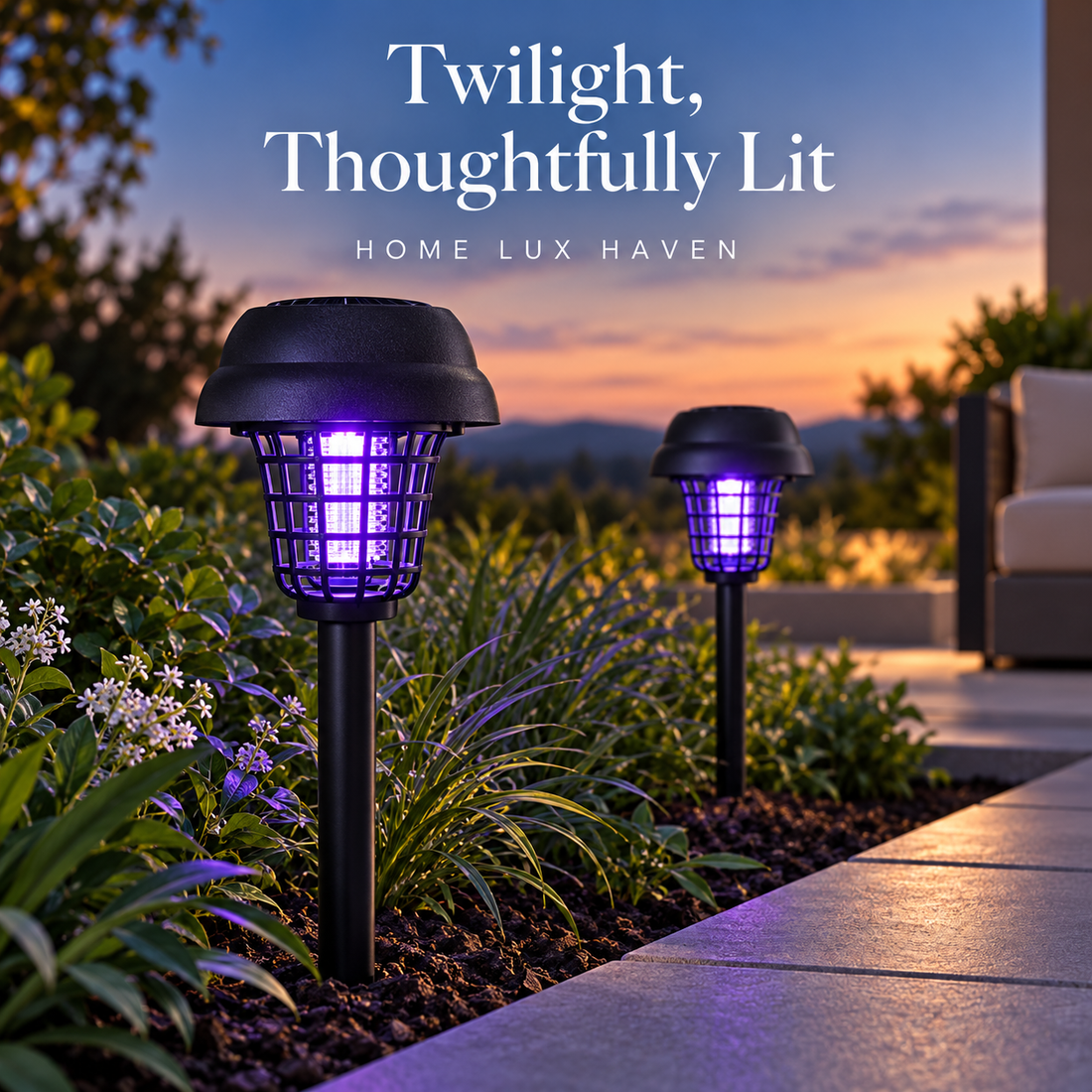 Solar Bug Zapper Garden Stake Lights (Set of 2) ? Waterproof Path Lights - advertising image 01