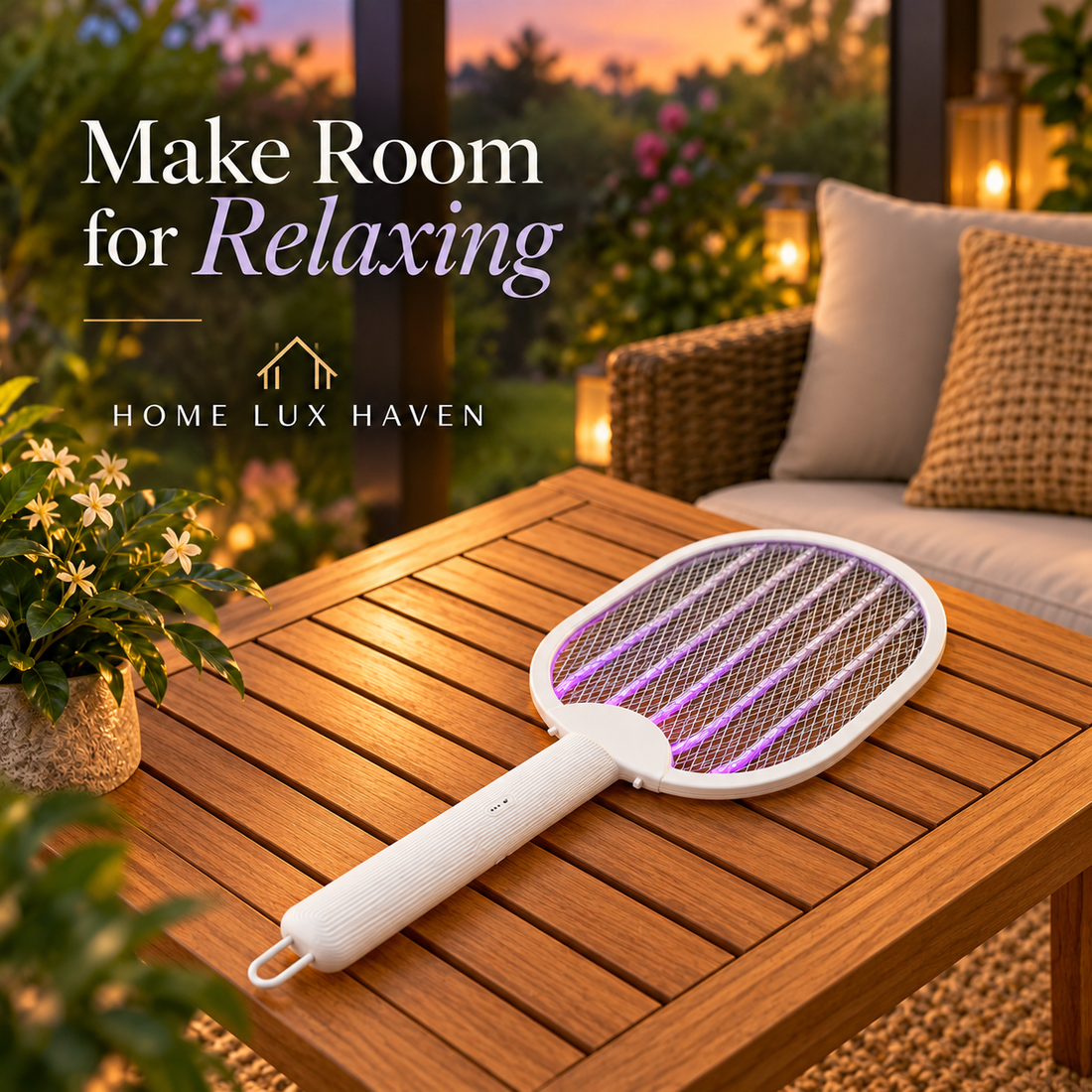 Foldable 2-in-1 Bug Zapper Racket & Mosquito Lamp – USB Rechargeable - advertising image 01