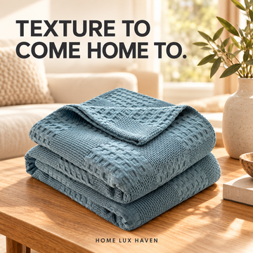 100% Cotton Waffle Weave Throw Blanket – Soft Breathable Sofa Throw, 40 x 60 in - advertising image 01
