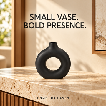 Modern Black Donut Ceramic Vase, Small - advertising image 01