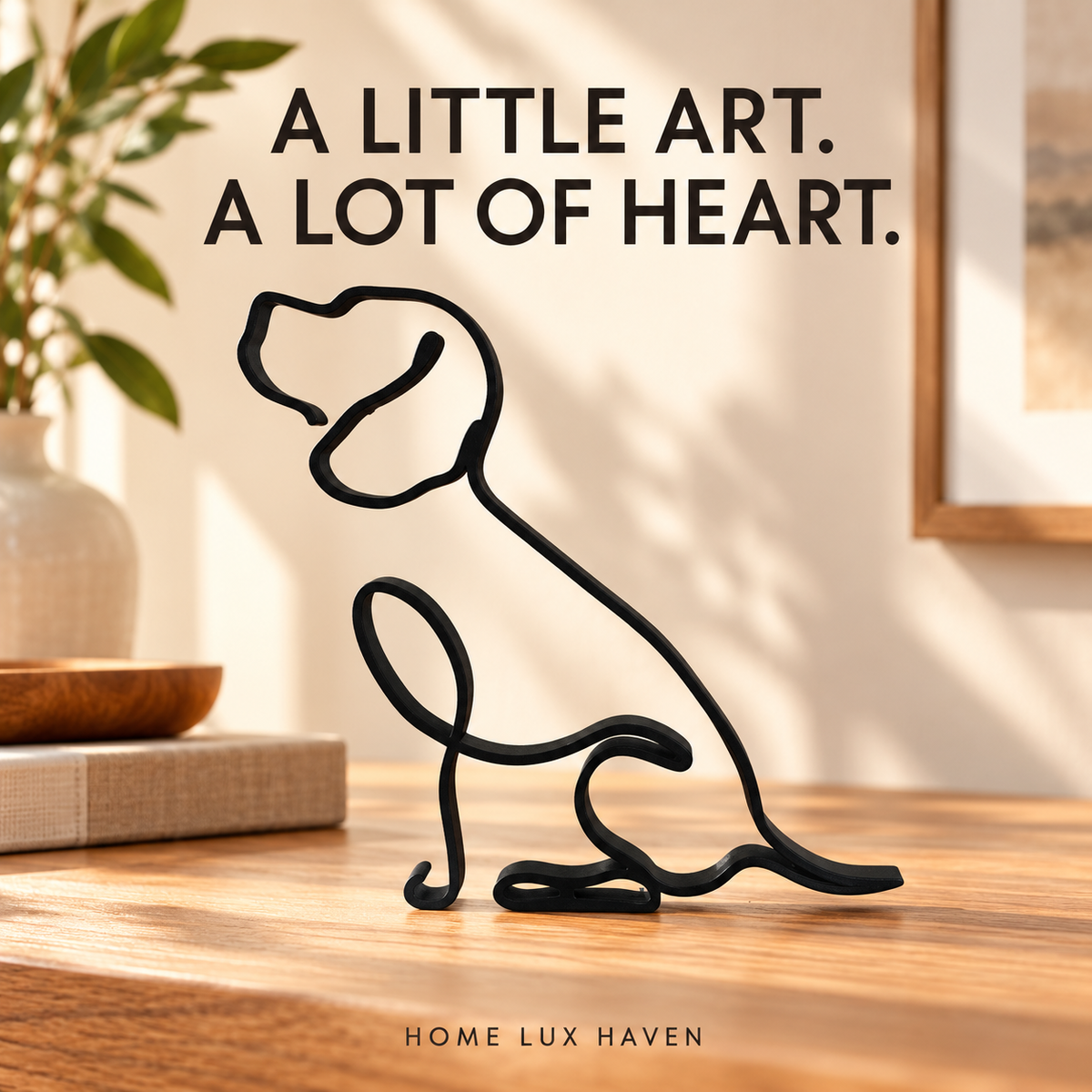 Minimalist Metal Line-Art Pet Sculpture – Dog & Cat One-Line Figurine - advertising image 01