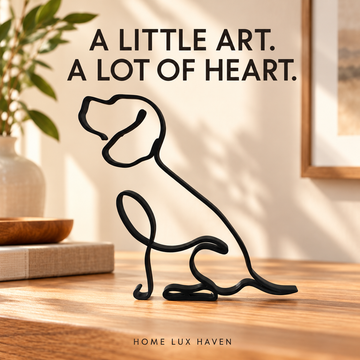 Minimalist Metal Line-Art Pet Sculpture – Dog & Cat One-Line Figurine - advertising image 01
