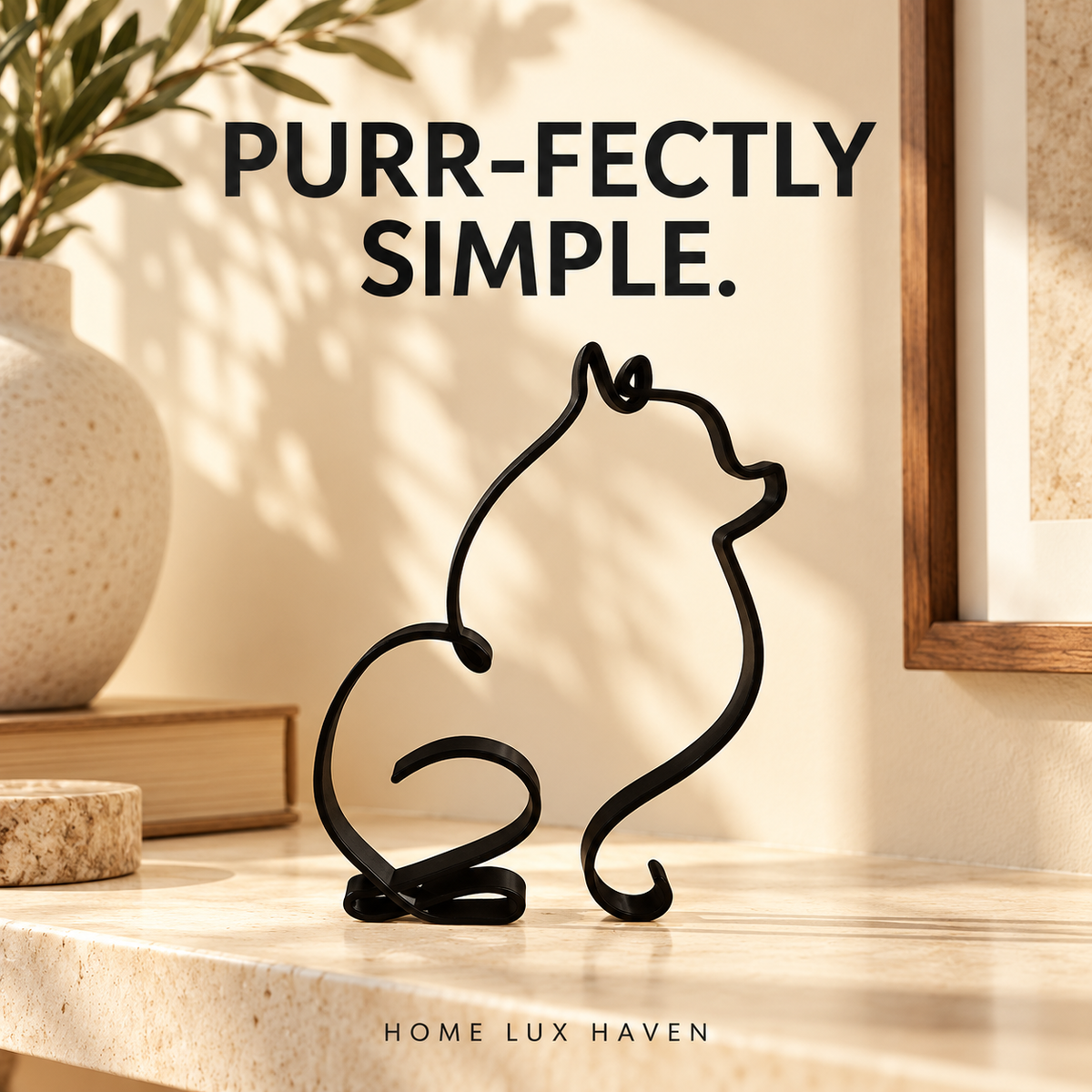 Minimalist Metal Line-Art Pet Sculpture – Dog & Cat One-Line Figurine - advertising image 02