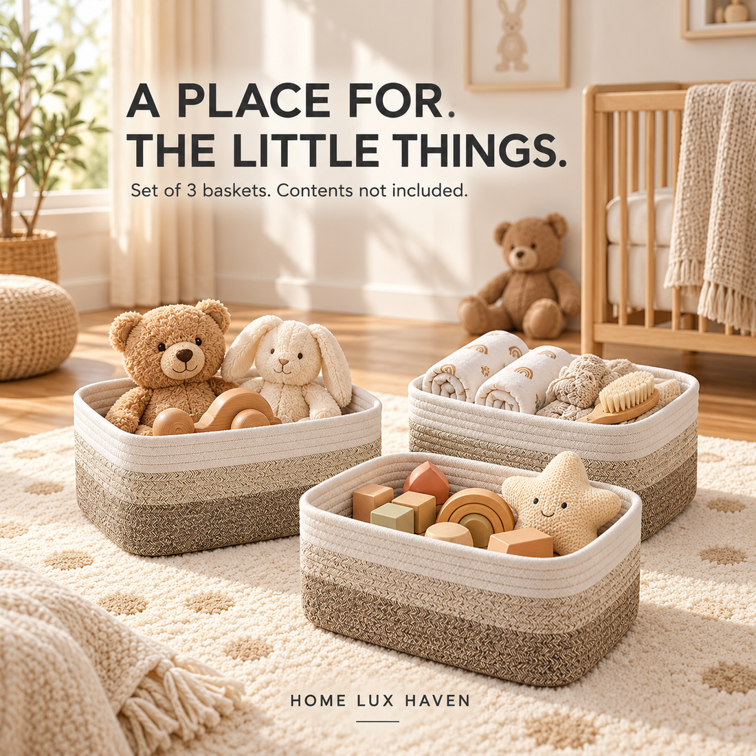 Cotton Rope Woven Storage Baskets, Set of 3 - advertising image 01