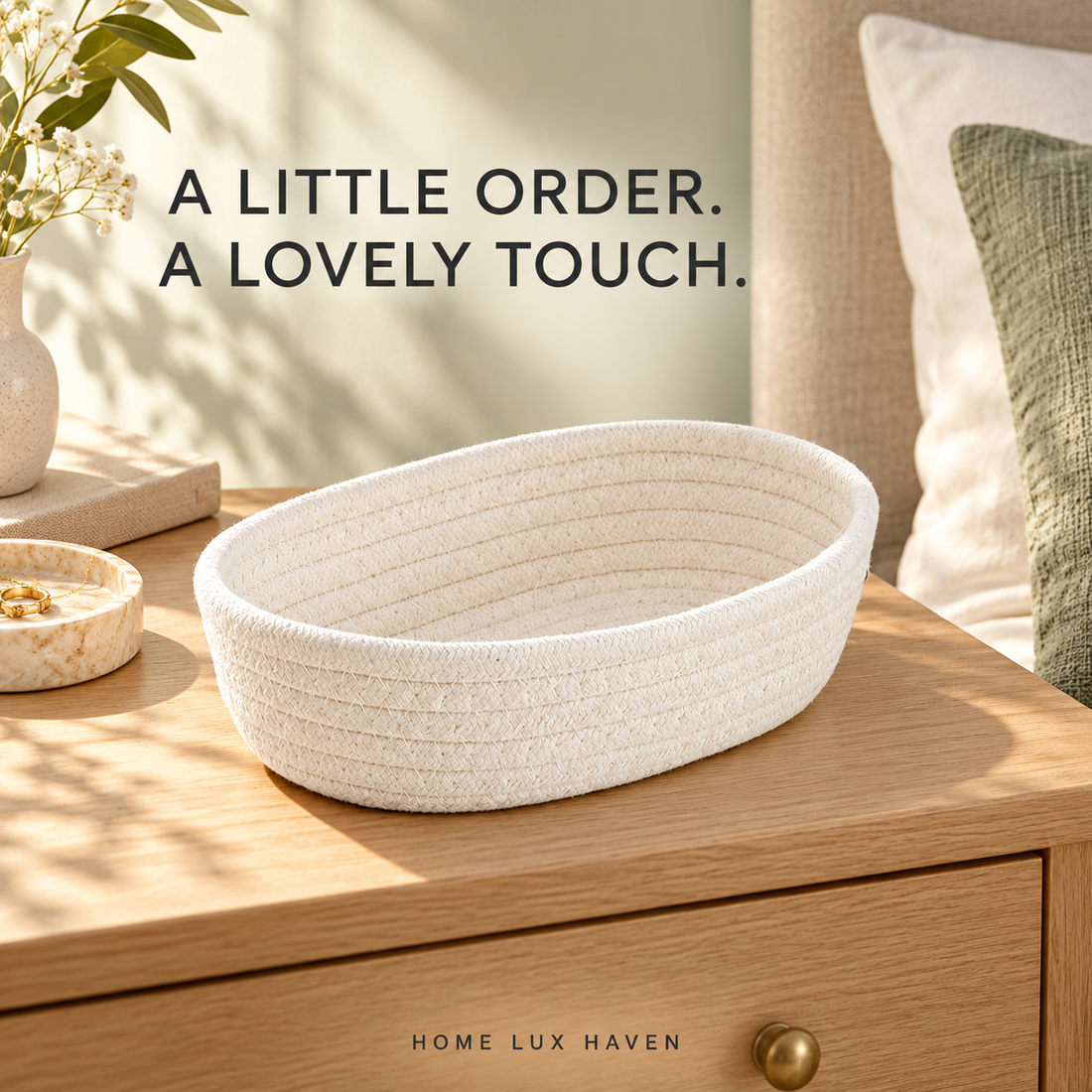 Oval Cotton Rope Woven Catch-All Basket - advertising image 01